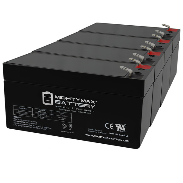 Mighty Max Battery 12V 1.3Ah Replacement Battery for Pace 53 2112 - 4 Pack ML1.3-12MP432149